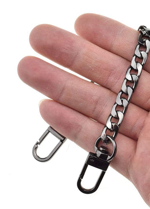 HAHIYO Mini Pochette Purse Chain Strap Slim Wide 7mm for LV Length 7.9 Inches Extra Thick 2.6mm Shiny Black for Handbag Wallet Clutch Comfortable Flat Metal Strap 1 Pack