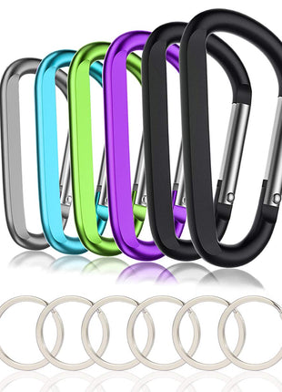CampTek Carabiner Caribeaner Clip,3 inch Large Aluminum D Ring Shape Carabeaner with Keyring Keychain Hook