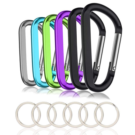 CampTek Carabiner Caribeaner Clip,3 inch Large Aluminum D Ring Shape Carabeaner with Keyring Keychain Hook