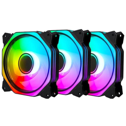 Pano-Mounts M12ARGB3PACK 120 mm 5V 3 Pin Addressable RGB PWM PC Computer CPU Case Cooling Fan Black - Pack of 3