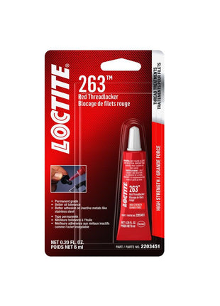 LOCTITE 263 Automotive Threadlocker Red – High Strength Thread Lock, General Purpose Applications, Oil Tolerant, Fluorescent - 6 ml, 1 Pack