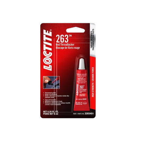 LOCTITE 263 Automotive Threadlocker Red – High Strength Thread Lock, General Purpose Applications, Oil Tolerant, Fluorescent - 6 ml, 1 Pack