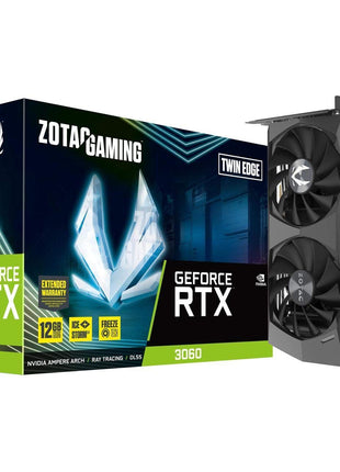 ZOTAC Gaming GeForce RTX 3060 Twin Edge 12GB GDDR6 192-bit 15 Gbps PCIE 4.0 Gaming Graphics Card, IceStorm 2.0 Cooling, Active Fan Control, Freeze Fan Stop, ZT-A30600E-10M