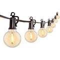 Brightown Outdoor String Lights 29 Feet G40 LED Patio Lights, Plug-in, 13 Plastic Edison Bulbs(1 Spare), Waterproof Connectable Hanging Light for Backyard Porch Balcony Party Decor, E12 Base, Black