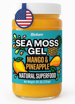 Biolore Sea Moss Gel Mango-Pineapple Made in USA Raw Wildcrafted Irish Seamoss Essential Vitamins Trace Minerals Vegan Superfood, Jam, Jelly & Sweet Spread Gifts (Mango-Pineapple 8OZ)