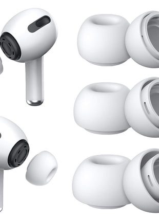 3 Pairs Replacement Ear Tips for AirPods Pro 2nd & 1st(S/M/L, White) | with Noise Reduction Hole, Silicone Ear Tips with Portable Storage Box, Fit in the Charging Case