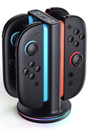 SUPCASE Charging Dock for Nintendo Switch 2 Joy Con, Black | Supports Dual-Side Charging, 9 Light Modes, Magnetic Controller, Fast Charger Stand Station