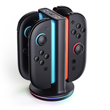 SUPCASE Charging Dock for Nintendo Switch 2 Joy Con, Black | Supports Dual-Side Charging, 9 Light Modes, Magnetic Controller, Fast Charger Stand Station