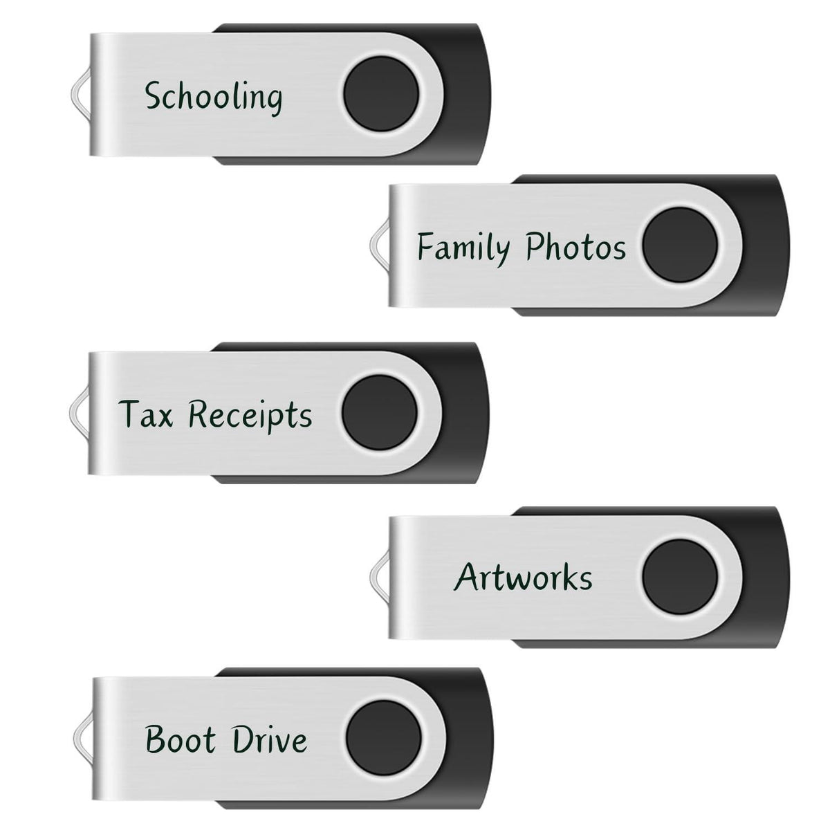 10-Pack Enfain 16GB USB 2.0 Swivel Flash Drives: Shareable Data Storage for Home & Office Use (Black)