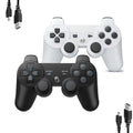 MOVONE wireless Controller for ps3 Rechargeable Game Wireless Controller 2 Pack with 2 Charging Cables, Compatible with Playstation3 (Black+White)