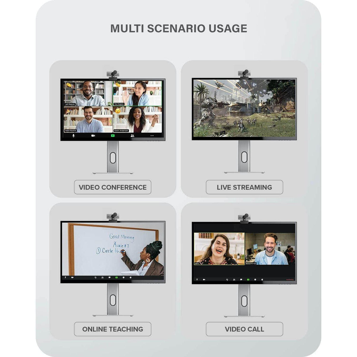 ALOGIC Iris Webcam, Full HD 1080p,2 Megapixel, CMOS Sensor, AI-Powered Autofocus, Built-in Mic with Noise Cancellation, Privacy Cover, Video Calling for Zoom, Skype or Microsoft Teams.