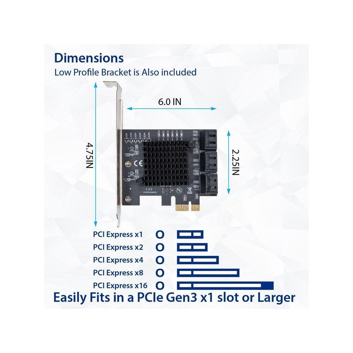 IO CREST 6 Port SATA III to PCIe 3.0 x1 Non-RAID Expansion Card JMB575 JMB582 Low Profile Bracket (SY-PEX40166)