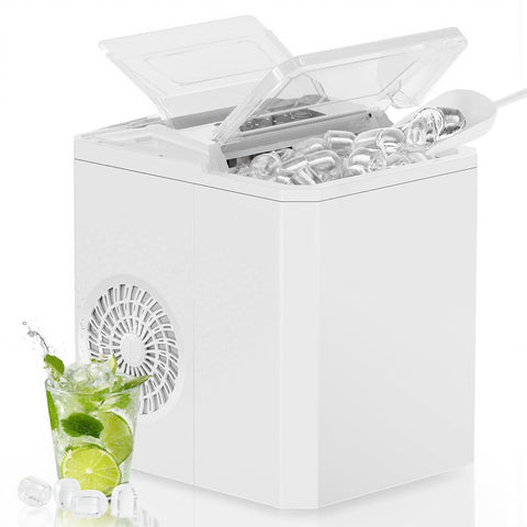 OLIXIS Ice Maker Machine, 26lbs in 24Hrs, 9 Ice Cubes in 6 Mins,Auto-Cleaning Portable Ice Maker with Basket and Scoop, Countertop Ice Maker for Home/Kitchen/Camping/RV, White