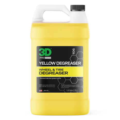 3D Yellow Degreaser – Non-Acid Wheel & Tire Cleaner Spray for Brake Dust, Grime & Tire Dressings – Safe for All Wheels & Whitewalls - 1 Gallon