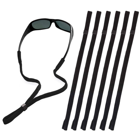 Black Glasses Strap, Sports Sunglasses & Eyeglasses Holder Straps for Men Women, Eye Glasses String Holder, Glasses Neck Lanyard Cord, Adjustable Rope Eyewear Retainer, Pack of 6