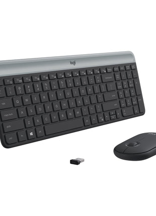Logitech MK470 Slim Wireless Keyboard and Mouse Combo - Modern Compact Layout, Ultra Quiet, 2.4 GHz USB Receiver, Plug n' Play Connectivity, Compatible with Windows - Graphite
