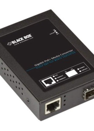 Black Box Gb ETH PoE+ MED Conv 10/100/1000-Mbps COP to 1000-Mbps FBR SFP