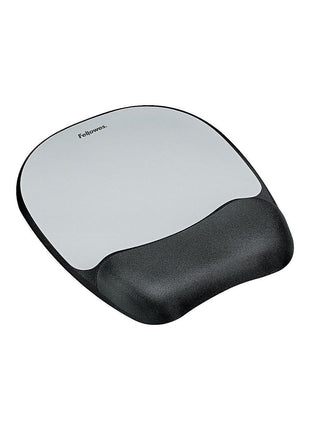 Fellowes Memory Foam Mouse Pad/Wrist Rest Combo, Black/Silver Streak (9175801)