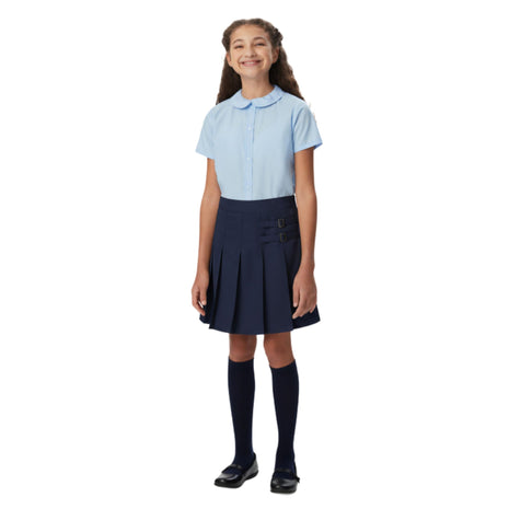French Toast Big Girls' Two-Tab Pleated Scooter, Navy, 8