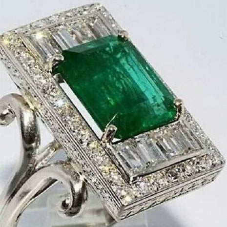 Vintage Emerald Groene Zirkonia Ring Rhinestone Statement Grote vierkante groene skeletring for Women Large Crystal Cubic Zirconia Stacking Rings Prom Wedding Bridal Finger Jewelry Gift for Her(8)