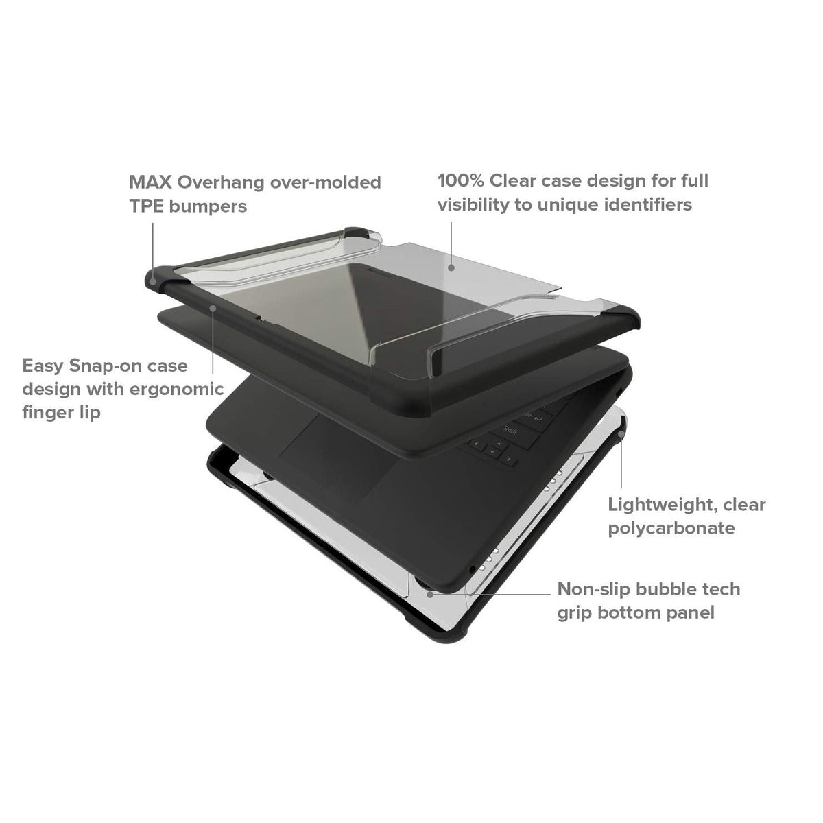 Max Cases Extreme Shell for HP Chromebook 11 Inch Gen 6 EE (Black)
