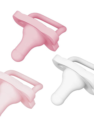 Dr. Brown's HappyPaci 100% Silicone Baby Pacifier, Contoured One-Piece Design, Light Pink/Pink/White, 0-6m, BPA-Free, 3-Pack