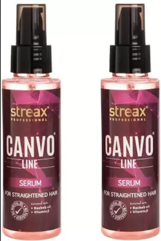 Streax Professional Canvoline Serum With Kera Charge Complex For Straightened Hair Pack of 2 (200 ml)