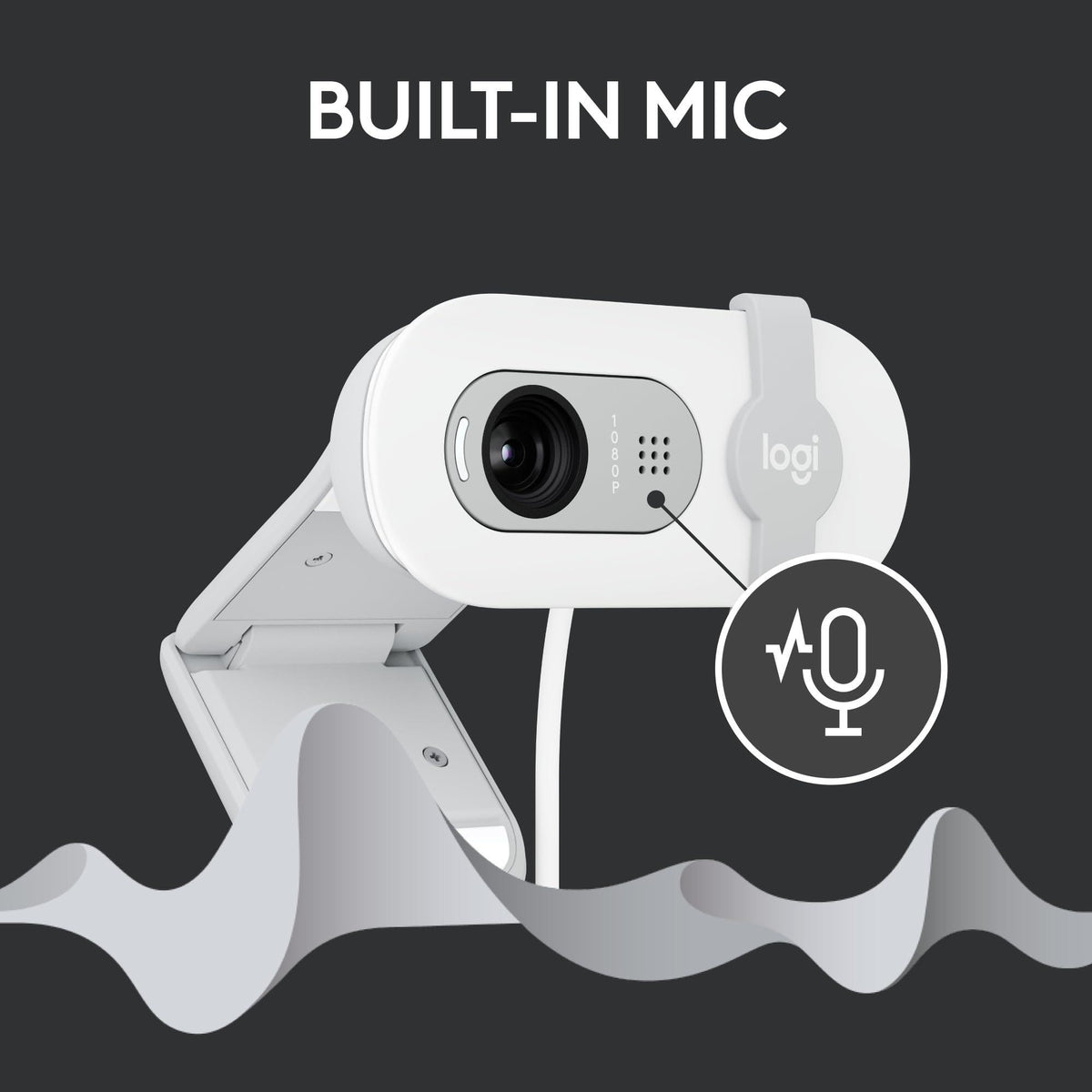 Logitech Brio 100 Full HD 1080p Webcam for Meetings, Streaming, Desktop, Laptop, PC - Built-in Mic, Shutter, USB-A, Teams, Zoom - Off-White