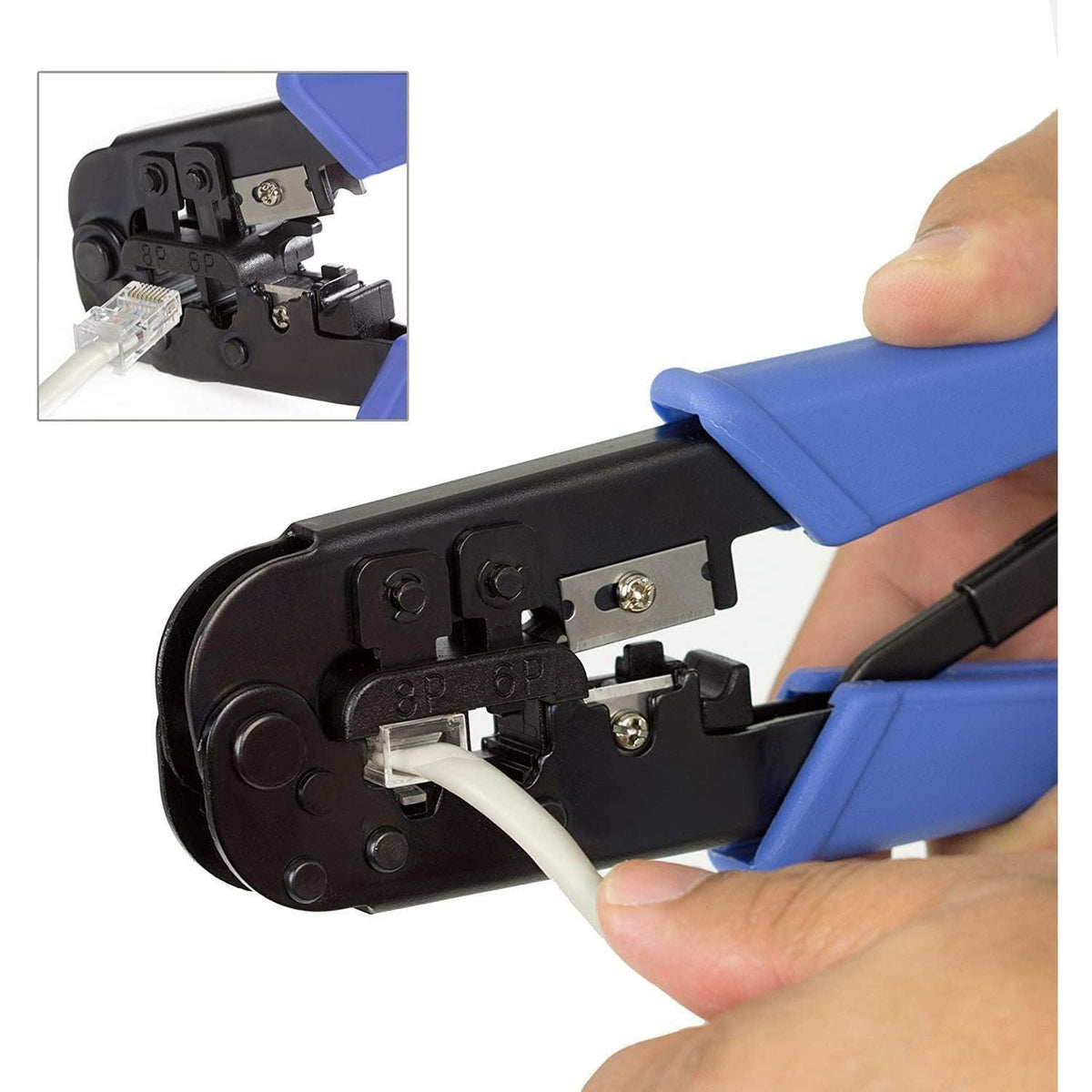 TRENDnet Crimping Tool, Crimp, Cut, And Strip Tool, For Any Ethernet or Telephone Cable, Built-In Cutter And Stripper, 8P-RJ-45 And 6P-RJ-12, RJ-11, All Steel Construction, Black, TC-CT68
