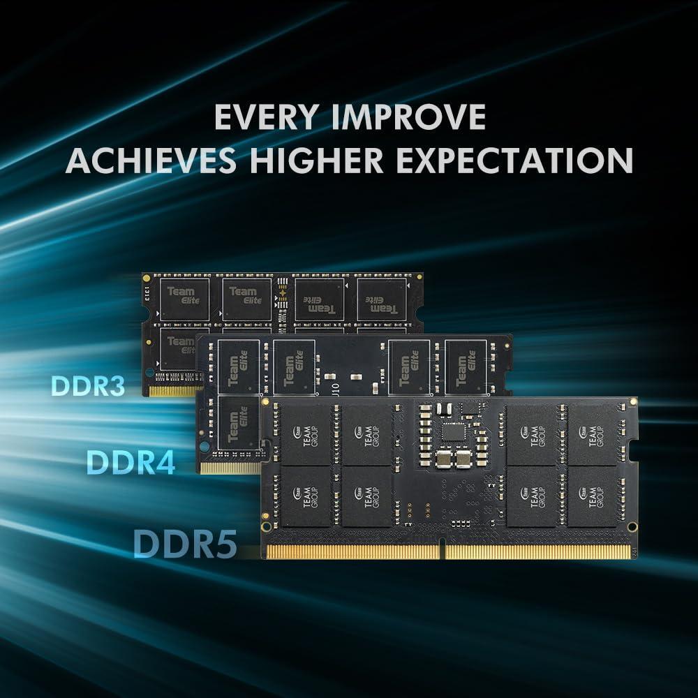 TEAMGROUP Elite SODIMM DDR5 32GB 5600Mhz (PC5-44800) CL46 Non-ECC Unbuffered 1.1V 262 Pin Laptop Memory Module Ram - TED532G5600C46A-S01