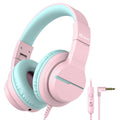 iClever HS19 Kids Headphones with Microphone for School, Safe Volume Limited, Over-Ear Girls Boys Headphones for Kids with Shareport, Foldable Wired for iPad/Travel (Pink)