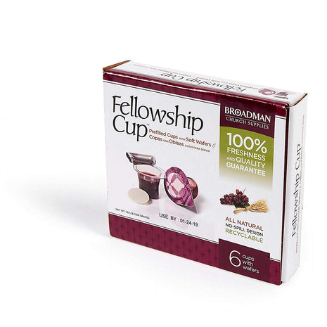 Broadman Church Supplies Pre filled Communion Fellowship Cup, Juice and Wafer Set, 6 Count
