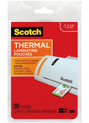 Scotch Business Card Size Thermal Laminating Pouches, 20/Pack [Set of 4]