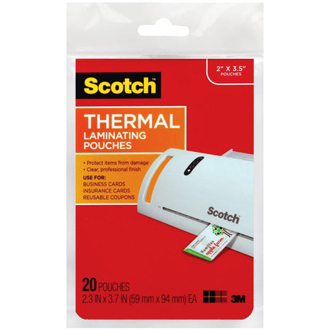 Scotch Business Card Size Thermal Laminating Pouches, 20/Pack [Set of 4]