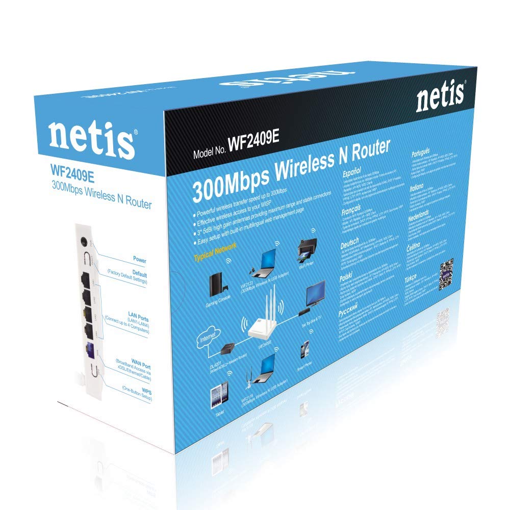Netis WF2409E 300Mbps High-Speed Wireless N Router | Smart 3 x 5dBi High Gain Antennas with Parental Control for Computers, Smartphones, Wireless Cameras