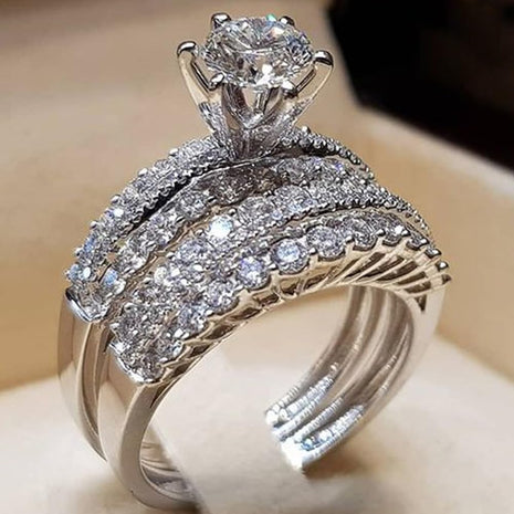 925 Sterling Silver Ring Fashion Hand Accessories 4ct Zircon Diamonds Stone Double zircon engagement ring Diamond ring Wedding dinner bridal ring jewelry-making-patterns 7