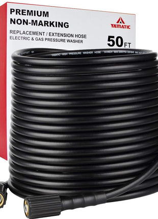 YAMATIC Pressure Washer Hose 50FT x 1/4 inch, 3200 PSI Kink Resistant OEM-Quality Upgrade Power Washer Replacement/Extension with M22-14mm Brass Fittings for Ryobi, Troy Bilt, Greenworks, CRAFTSMAN