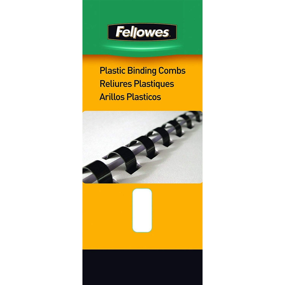 Fellowes Plastic Comb Binding Spines, 3/8 Inch Diameter, Black, 55 Sheets, 100 per Pack, Sold as 5 Pack, 500 Count Total (52325)