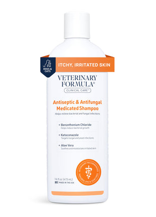 Veterinary Formula Clinical Care Antiseptic and Antifungal Medicated Shampoo for Dogs & Cats, 16 Fl Oz 芒聙聯 Helps Alleviate Scaly, Greasy, red Skin 芒聙聯 Paraben, Dye, Soap-Free (1 Pack)