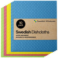 Swedish Wholesale Dishcloths, Cellulose Sponge Cloths – Bulk 10 Pack of Eco-Friendly, No Odor, Reusable Cleaning Cloths for Kitchen – Absorbent Dish Cloth Hand Towel – Assorted