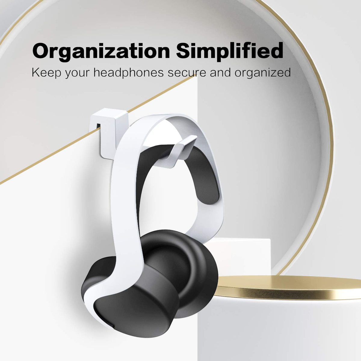 NexiGo PS5 Headphone Holder, [Minimalist Design] Mini Headphone Hanger with Supporting Bar, for Sony PlayStation 5 Gaming Headset, White