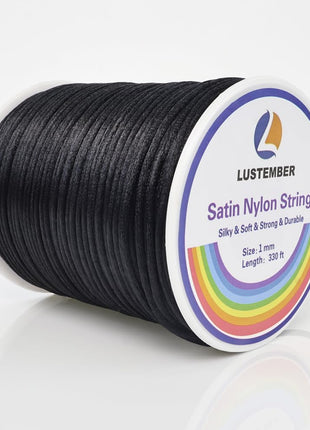 330 Feet Satin Nylon String, 1 mm Silky Smooth Durable Nylon Cord for Jewelry Making, Bracelets, Beading, Necklaces, Macrame, Kumihimo, Rattail, and Chinese Knot Craft