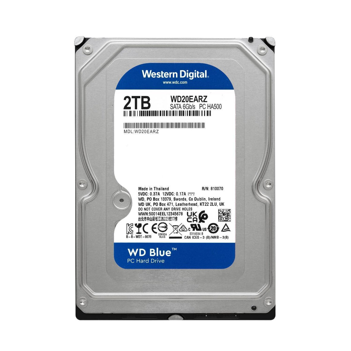 Western Digital 2TB WD Blue PC Internal Hard Drive HDD - 5400 RPM, SATA 6 Gb/s, 64 MB Cache, 3.5" - WD20EARZ