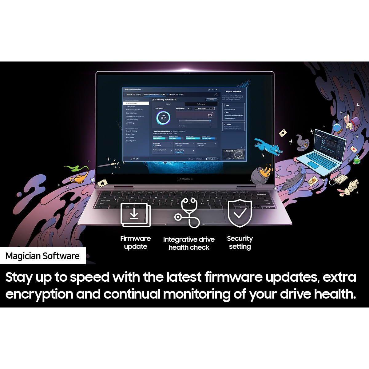 Samsung T9 Portable SSD 1TB, USB 3.2 Gen 2x2 External Solid State Drive, Seq. Read Speeds Up to 2,000MB/s for Gaming, Students and Professionals, MU-PG1T0B/AM, Black