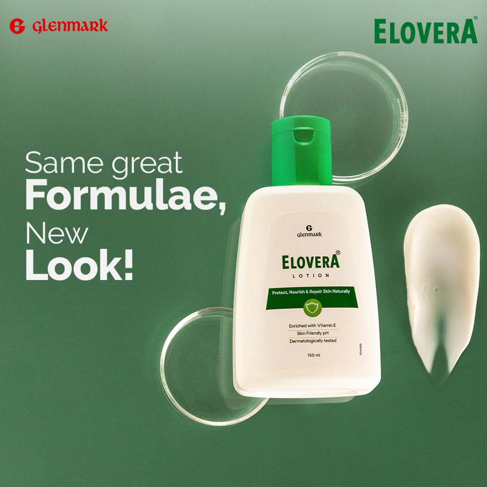 Elovera Lotion with Aloe Vera & Vitamin E, Intense Moisturising Formula, Hydrates, Lightens Blemishes and Makes Skin Soft and Healthy, Non-Greasy, 150 ml