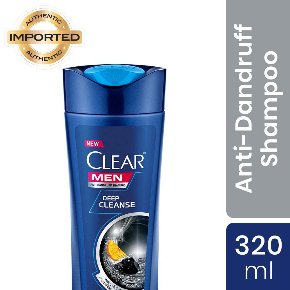 Clear Men Deep Cleanse Anti-Dandruff Shampoo for Itchy Scalp, Liquid Gel Formula with Activated Charcoal, Unclogs Pores & Eliminates Excess oil (320 ml)