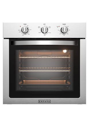 Empava 24" 2.5 cu ft Single Electric Wall Oven, Mechanical Knobs, 24WOE40L | 2.5 cu ft Capacity, Basic Broil & Bake, Mechanical Knob Controls, Stainless Steel Finish, 3-Layer Tempered Glass