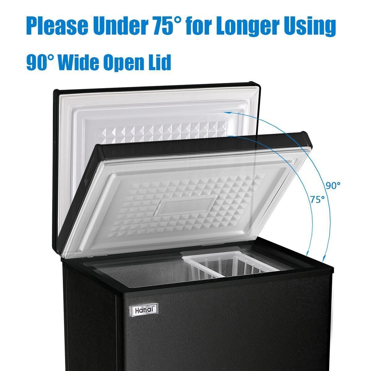 WANAI Chest Freezers 3.5 Cu.Ft Compact Mini Freezer Free-standing Top Door Room Dorm Office Garage Freezer with 7 Adjustable Temp Control Removable Basket for Apartment Basement Business