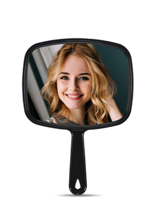 9.3" L x 6.7" W Hand Mirror, Handheld Mirror with Handle, Black