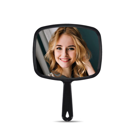 9.3" L x 6.7" W Hand Mirror, Handheld Mirror with Handle, Black